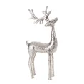 Figurka świąteczna RENIFER z metalu i dużymi rogami - 16 x 6 x 39 cm - srebrny 3