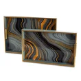 Prostokątna taca dekoracyjna FABIOLA z nadrukiem kolorowego rozmycia - 25 x 40 x 5 cm - jasnoniebieski 3