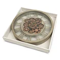 Dekoracyjny zegar ścienny z rzymskimi cyframi i ruchomymi kołami zębatymi w stylu shabby chic, 37 cm średnicy - 37 x 7 x 37 cm - popielaty 3