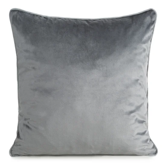 Poszewka GAJA 2 z welwetu o delikatnym połysku z ozdobną lamówką - 45 x 45 cm - stalowy