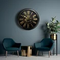 Dekoracyjny zegar ścienny w stylu retro z ruchomymi kołami zębatymi - 64 x 11 x 64 cm - czarny 4