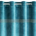 DIVA LINE Zasłona z welwetu zdobiona pasem geometrycznego wzoru z drobnych jasnozłotych dżetów - 140 x 250 cm - ciemnoturkusowy 4