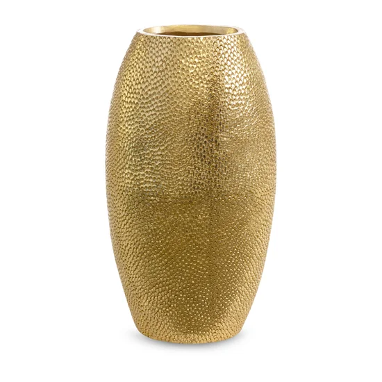 Wazon ceramiczny z wytłaczanym wzorem złoty - 15 x 12 x 28 cm - złoty