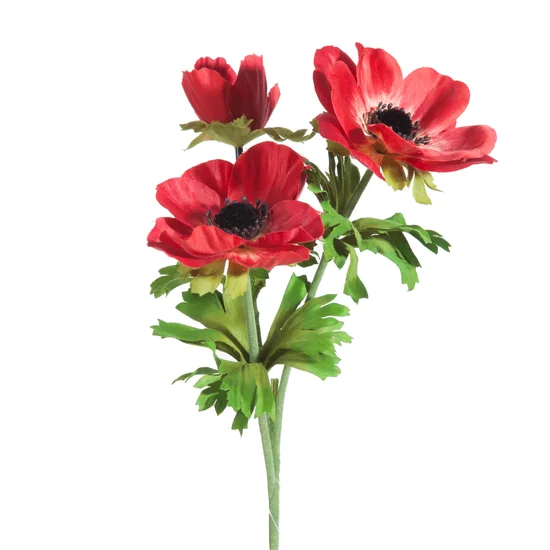 ANEMON ZAWILEC sztuczny kwiat dekoracyjny z płatkami z jedwabistej tkaniny - 56 cm - czerwony