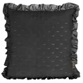 Poszewka z falbaną z matowej tkaniny pikowana w drobny wzorek techniką hot press - 45 x 45 cm - czarny 1