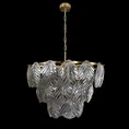 Lampa  DAGI ze szklanymi  zawieszkami  w formie liści z dymionego szkła - ∅ 57 x 56 cm - złoty 11