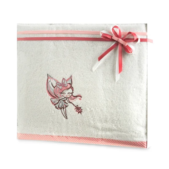 Zestaw prezentowy - ręcznik z aplikacją z wróżką dla dziecka - 35 x 30 x 5 cm - biały