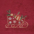 Ręcznik świąteczny SANTA 24 bawełniany z haftem z saneczkami - 70 x 140 cm - czerwony 2
