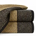 Ręcznik LEON z żakardowym wzorem w paski - 30 x 50 cm - czarny 1