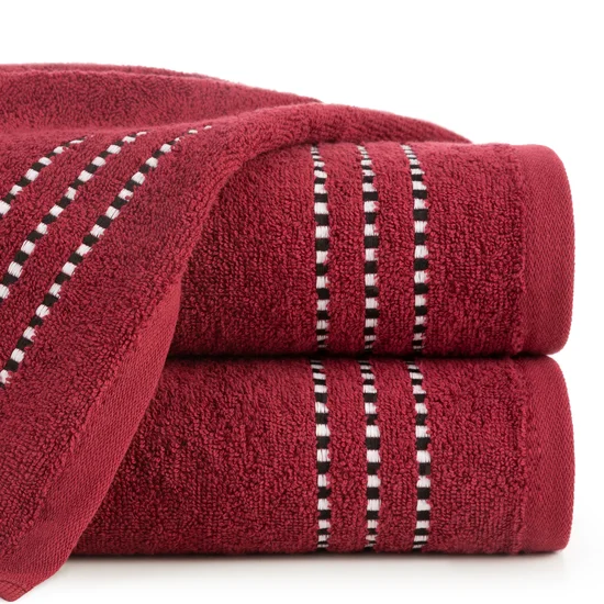 Ręcznik bawełniany FIORE z ozdobnym stebnowaniem - 30 x 50 cm - czerwony