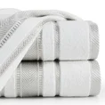 Ręcznik z żakardową błyszczącą bordiurą - 70 x 140 cm - biały 1