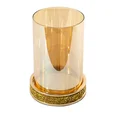 Świecznik dekoracyjny SUZIE z metalu ze szklanym kloszem dekorowany kryształkami złocisty - ∅ 17 x 25 cm - złoty 2