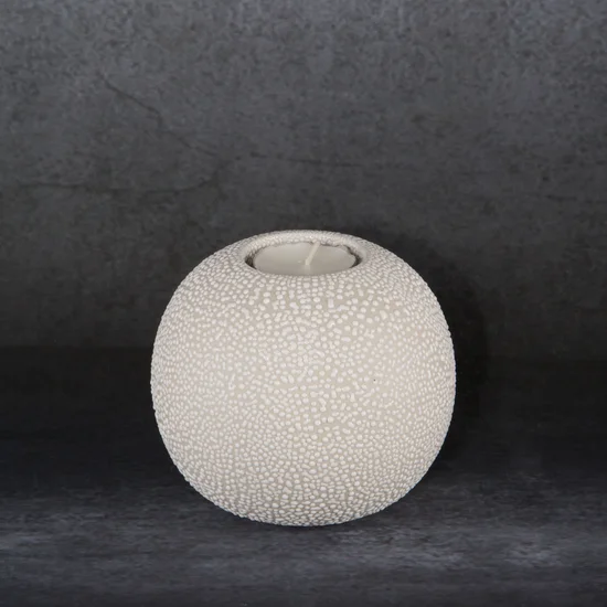 Świecznik ceramiczny RISO z efektem rosy - ∅ 9 x 8 cm - kremowy