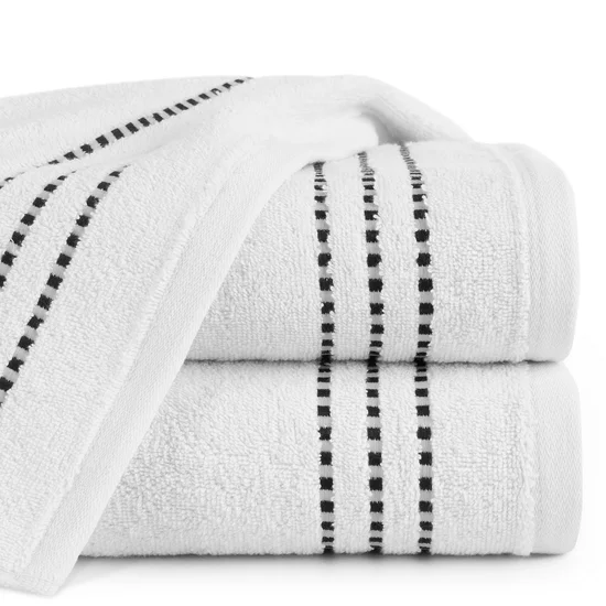 Ręcznik bawełniany FIORE z ozdobnym stebnowaniem - 30 x 50 cm - biały