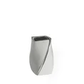 Wazon ceramiczny o asymetrycznym kształcie ze srebrnymi brzegami - 10 x 10 x 15 cm - popielaty/srebrny 1