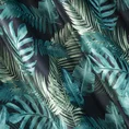 Zasłona z miękkiego welwetu z nadrukiem zielono-turkusowych egzotycznych liści - 140 x 250 cm - zielony 6