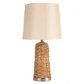 Lampa ARLO w stylu boho z plecionej podstawy i matowego abażuru - 32 x 32 x 71 cm - szary 1