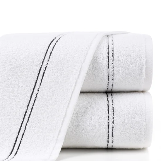 Ręcznik klasyczny podkreślony dwoma delikatnymi paseczkami - 50 x 90 cm - biały