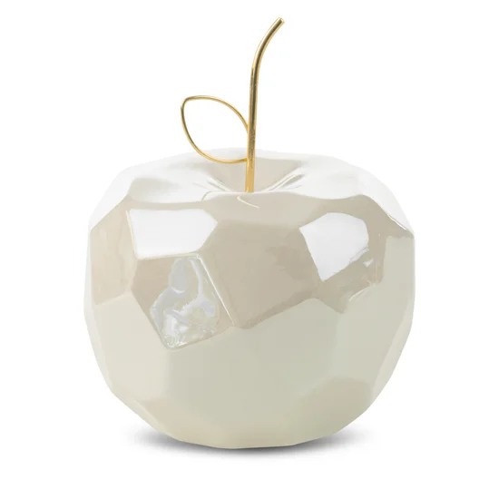Figurka ceramiczna APEL - jabłko o geometrycznych kształtach - 16 x 16 x 13 cm - kremowy