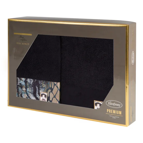 EWA MINGE Komplet ręczników CARLA w eleganckim opakowaniu, idealne na prezent! - 2 szt. 50 x 90 cm - czarny