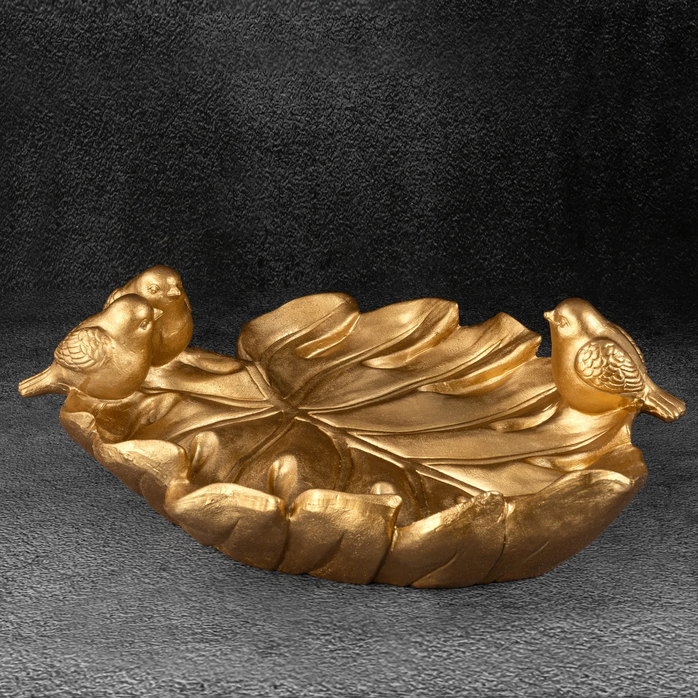 Liść - patera ceramiczna złota