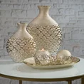 Wazon kolekcji ceramiki artystycznej z wytłaczanym wzorem - 19 x 8 x 25 cm - szampański 4