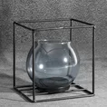 Świecznik dekoracyjny  szklana kula w metalowej ramie - 13.5 x 13.5 x 13.5 cm - czarny 1