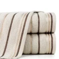 Ręcznik LIVIA  z kolorowymi paskami tkanymi we wzór jodełki - 30 x 50 cm - beżowy 1