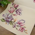 Obrus gobelinowy zdobiony  motywem kwiatów magnolii - 45 x 140 cm - naturalny 6