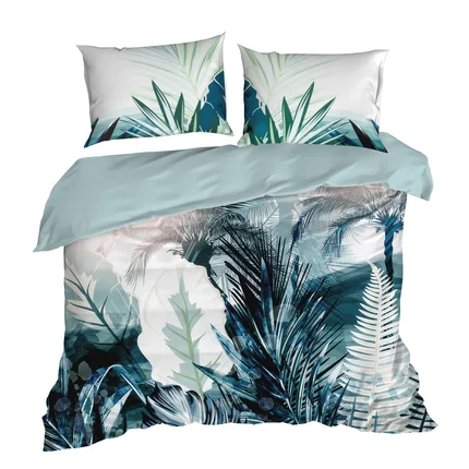EUROFIRANY PREMIUM Komplet pościeli z makosatyny z nadrukiem botanicznym EUROFIRANY PREMIUM Komplet pościeli z makosatyny z nadrukiem botanicznym - 160 x 200 cm