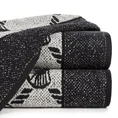 Ręcznik DORIAN melanżowy z geometrycznym wzorem z motywem wachlarzy - 50 x 90 cm - czarny 1