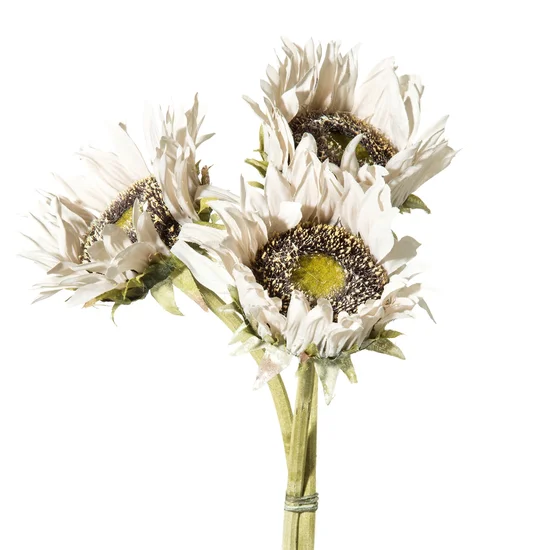 SŁONECZNIKI bukiet, kwiat sztuczny dekoracyjny - dł. 40 cm śr. kwiat 10 cm śr. bukiet 20 cm - beżowy