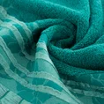 Ręcznik ROSSI z żakardową bordiurą w kwiaty i marszczeniem - 70 x 140 cm - zielony 5