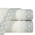 Ręcznik z naszywaną bordiurą i koronką - 50 x 90 cm - kremowy 1
