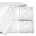 DIVA LINE Ręcznik HANA w kolorze białym, z błyszczącym geometrycznym wzorem na bordiurze - 70 x 140 cm - biały 1