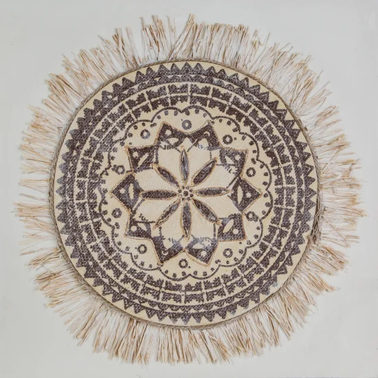 Obraz ORAMENTS kolaż z okrągłym ornamentem w stylu boho - 60 x 60 cm - beżowy