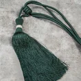 Dekoracyjny sznur do upięć z chwostem i drobnymi kryształkami - dł. 74 cm - butelkowy zielony 1
