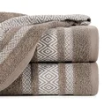 Ręcznik z żakardową bordiurą w romby - 70 x 140 cm - brązowy 1