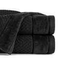 Ręcznik FRIDA bawełniany o strukturze krateczki z szeroką welurową bordiurą - 50 x 90 cm - czarny 1