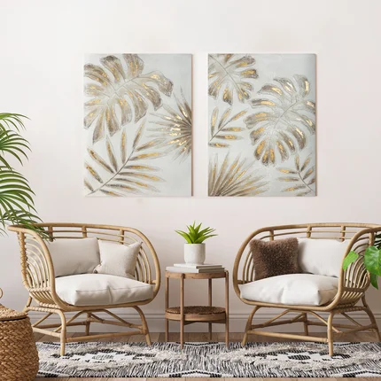 Obraz BOTANIC ręcznie malowane na płótnie egzotyczne liście Obraz BOTANIC ręcznie malowane na płótnie egzotyczne liście - 60 x 80 cm