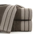 Ręcznik PATI  50X90 cm utkany w miękkie pasy i podkreślony żakardową bordiurą brązowy - 50 x 90 cm - brązowy 1