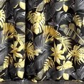 Zasłona BLER z miękkiego welwetu z nadrukiem egzotycznych szaro-żółtych liści - 140 x 270 cm - żółty 3