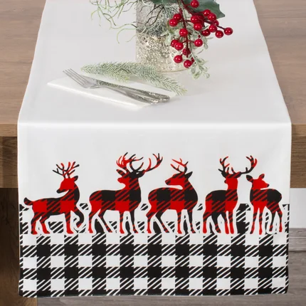 Bieżnik welwetowy SANTA z motywem skandynawskim Bieżnik welwetowy SANTA z motywem skandynawskim - 40 x 140 cm