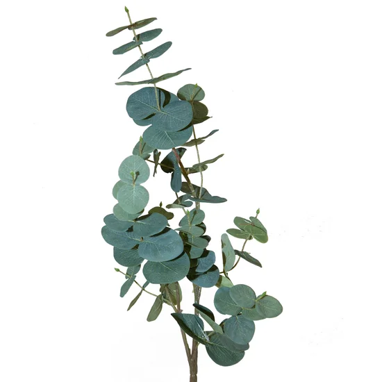 EUKALIPTUS gałązka, kwiat sztuczny dekoracyjny - dł.90cm dł.liści 50cm/5cm - zielony