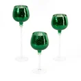 Świecznik szklany VERRE na wysmukłej nóżce z zielonym kielichem - ∅ 9 x 25 cm - biały 2