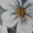 Obraz BLOOM ręcznie malowany na płótnie białe kwiaty wykończone lśniącym brokatem - 80 x 80 cm - popielaty 2