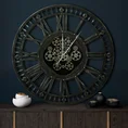 Dekoracyjny zegar ścienny w stylu industrialnym z metalu z ruchomymi kołami zębatymi - 90 x 8 x 90 cm - czarny 7