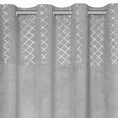 Zasłona z welwetu z ozdobnym pasem z geometrycznym srebrnym nadrukiem w górnej części - 140 x 250 cm - popielaty 4