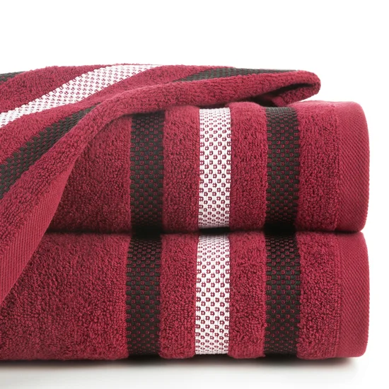 EUROFIRANY CLASSIC Ręcznik bawełniany GRACJA z ozdobną bordiurą w pasy - 70 x 140 cm - czerwony