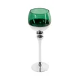 Świecznik bankietowy szklany CLOE na wysmukłej nóżce srebrno-zielony - ∅ 12 x 35 cm - biały 1